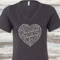Australian Shepherd Heart Script V-Neck Tee - Dark Grey Heather