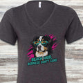 Bernese Mountain Dog Beach Hair V-Neck Tee - Dark Grey Heather