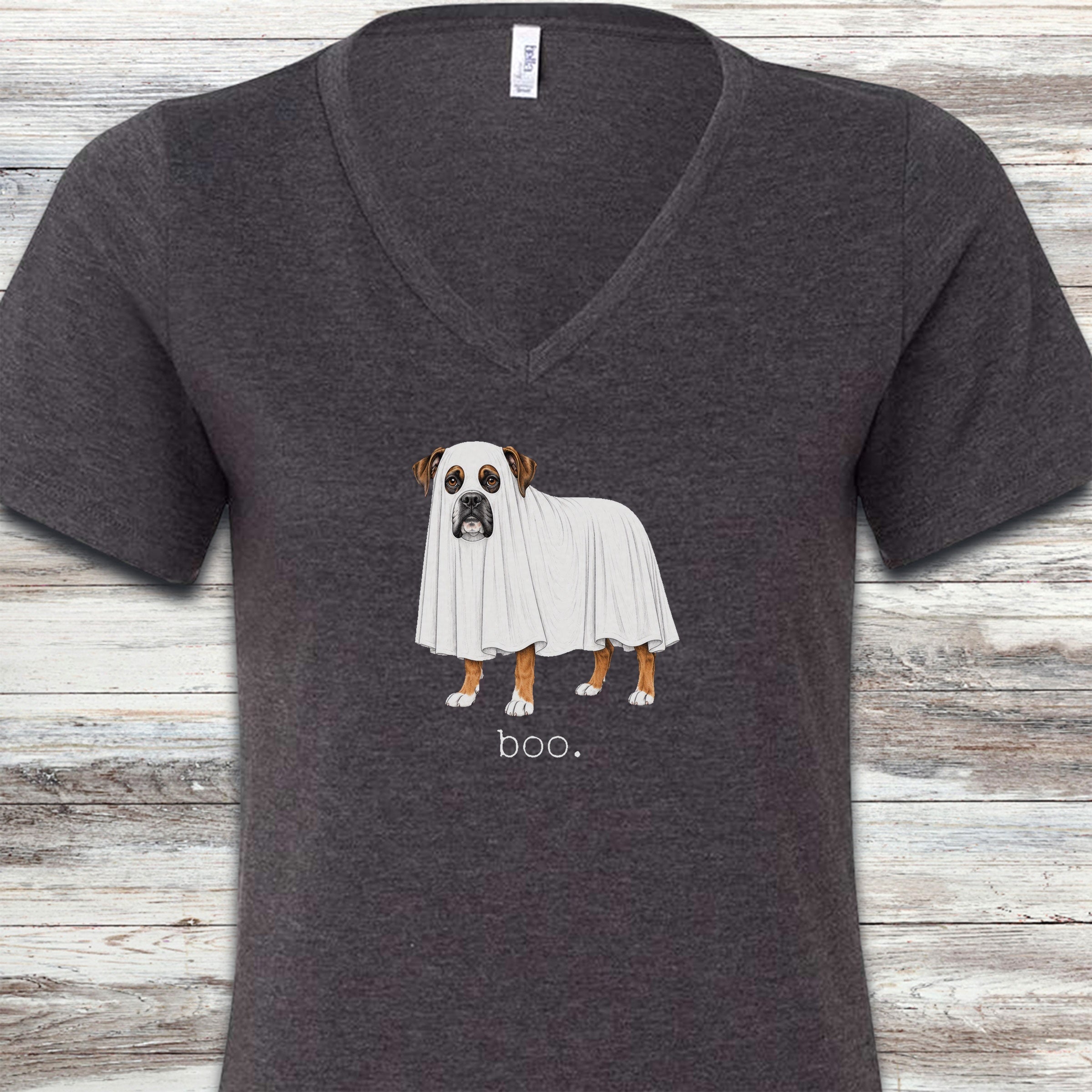 Boxer Boo V-Neck Tee - Dark Grey Heather