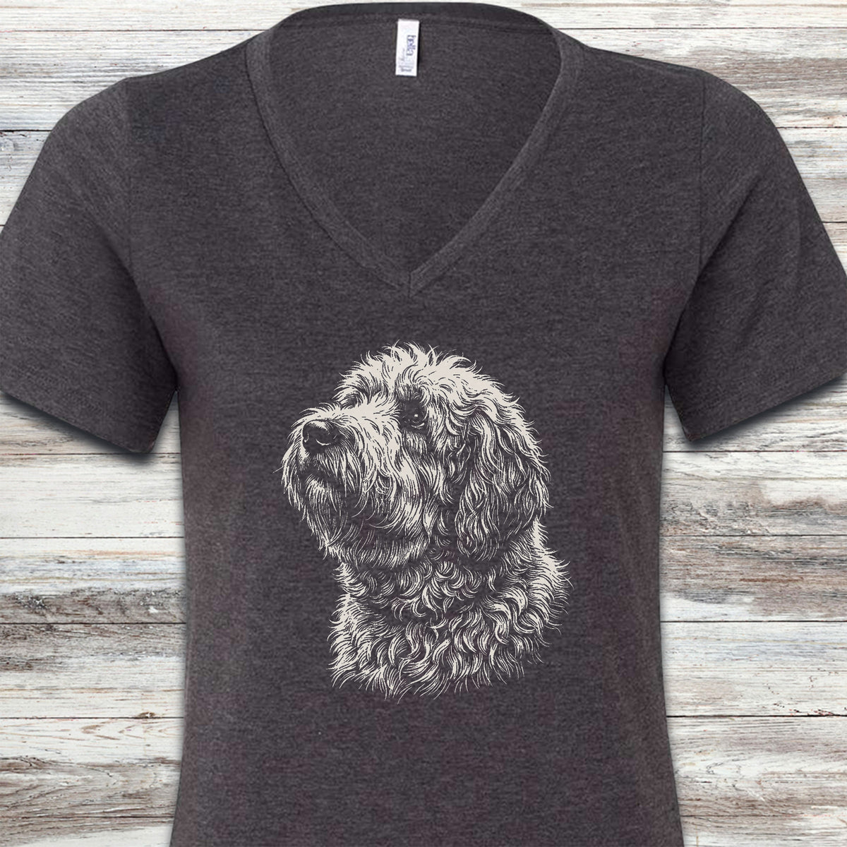 Old English Sheepdog Loyalty V-Neck Tee - Dark Grey Heather