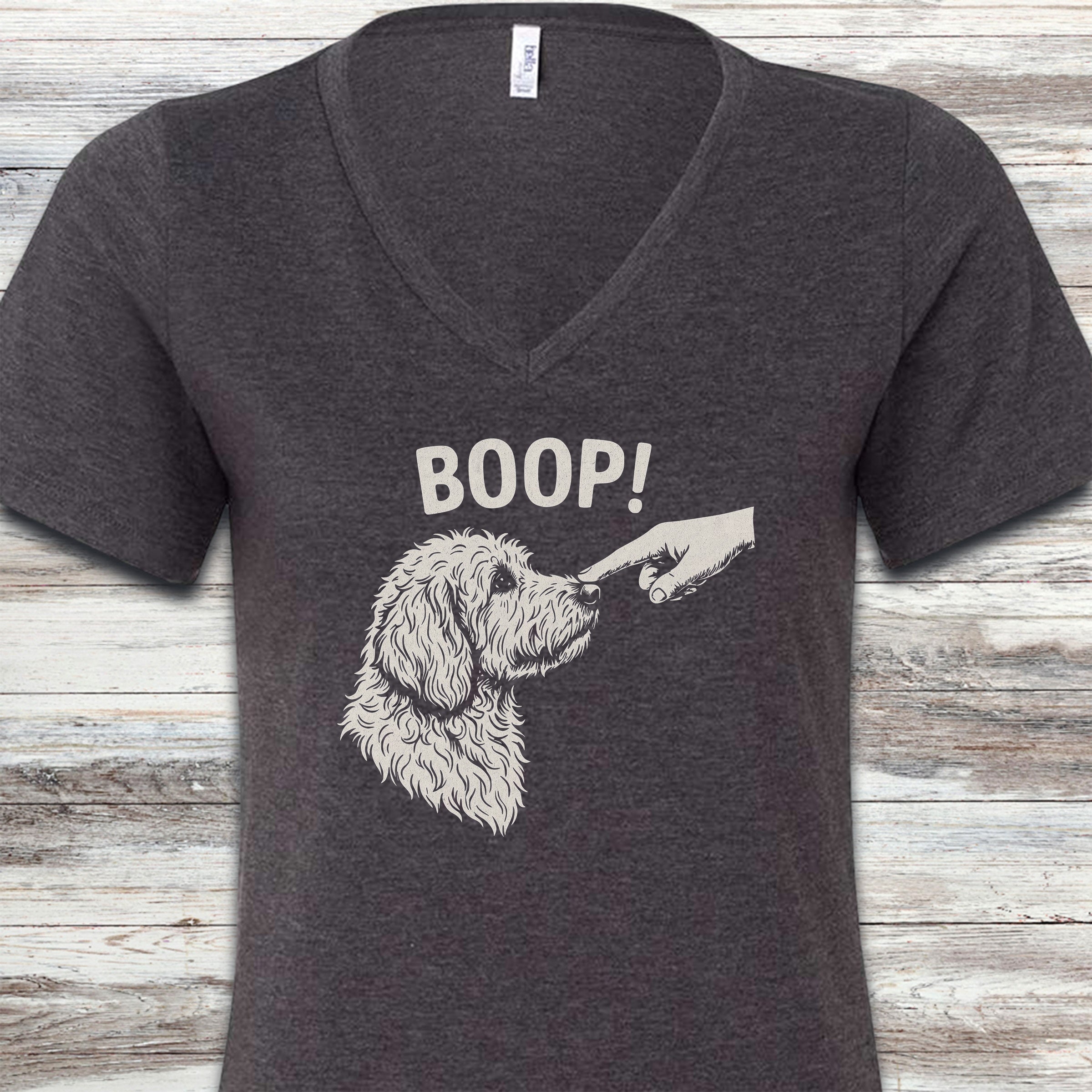 Doodle BOOP! V-Neck Tee - Dark Grey Heather