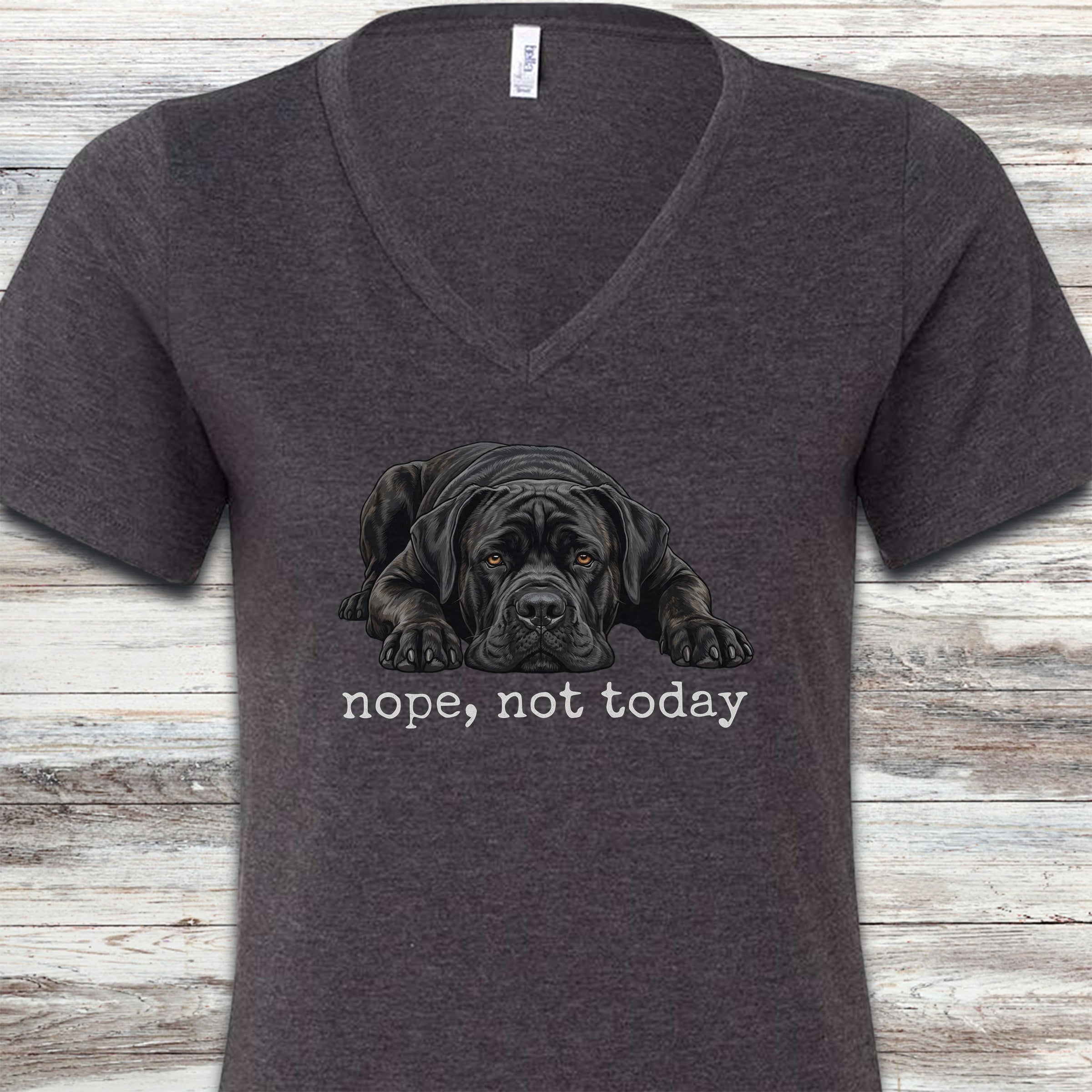 Cane Corso Nope V-Neck Tee - Dark Grey Heather