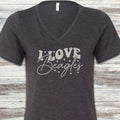 I Love Beagles V-Neck Tee - Dark Grey Heather