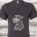 Schnauzer Loyalty V-Neck Tee - Dark Grey Heather
