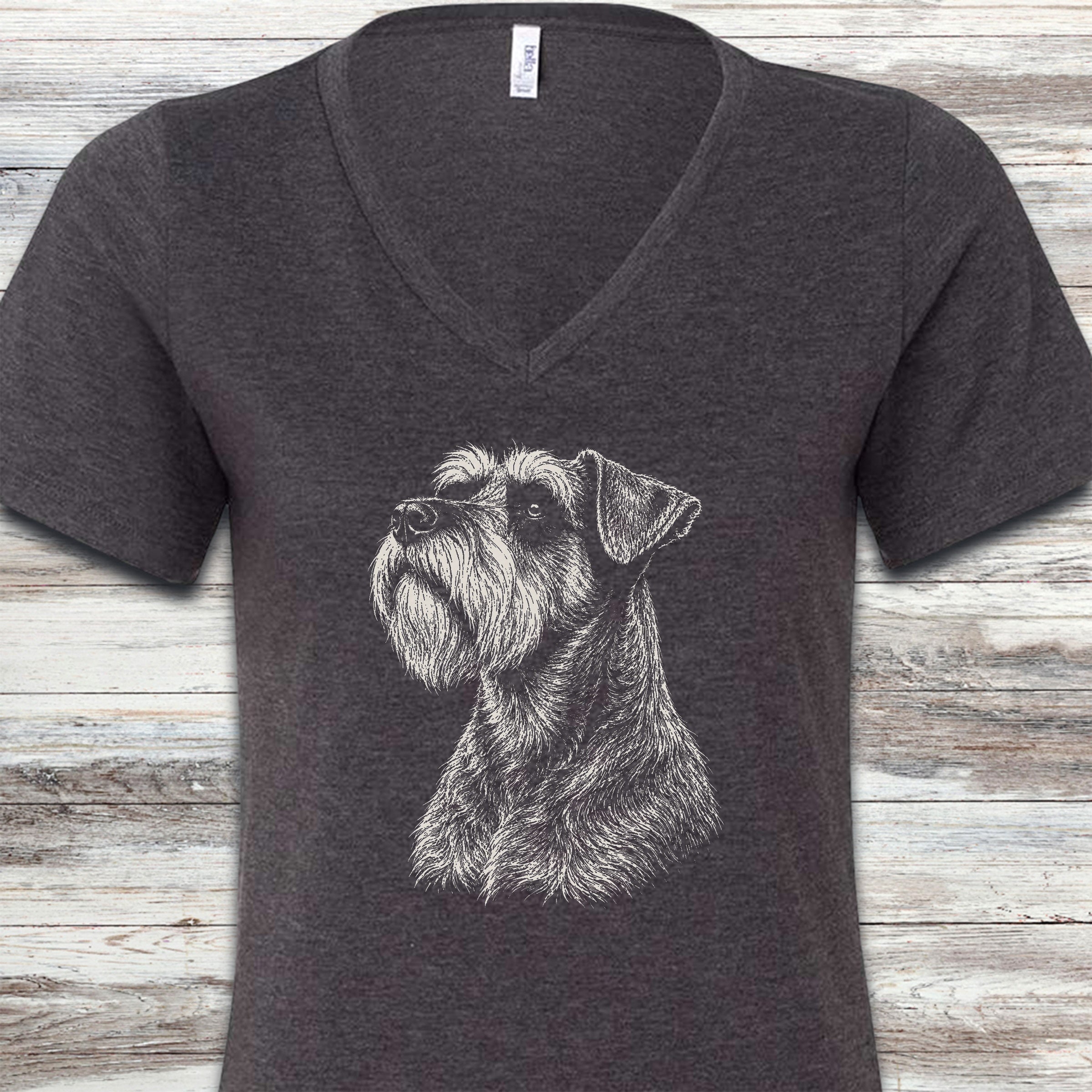 Schnauzer Loyalty V-Neck Tee - Dark Grey Heather