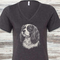 Cavalier King Charles Spaniel Loyalty V-Neck Tee - Dark Grey Heather