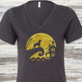 Boxer Halloween Moon V-Neck Tee - Dark Grey Heather
