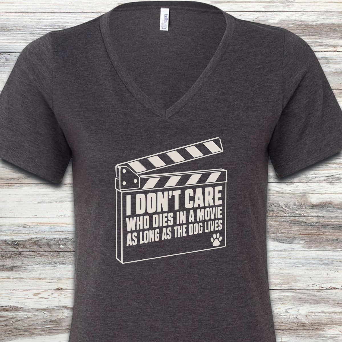 The Dog Lives V-Neck Tee - Dark Grey Heather