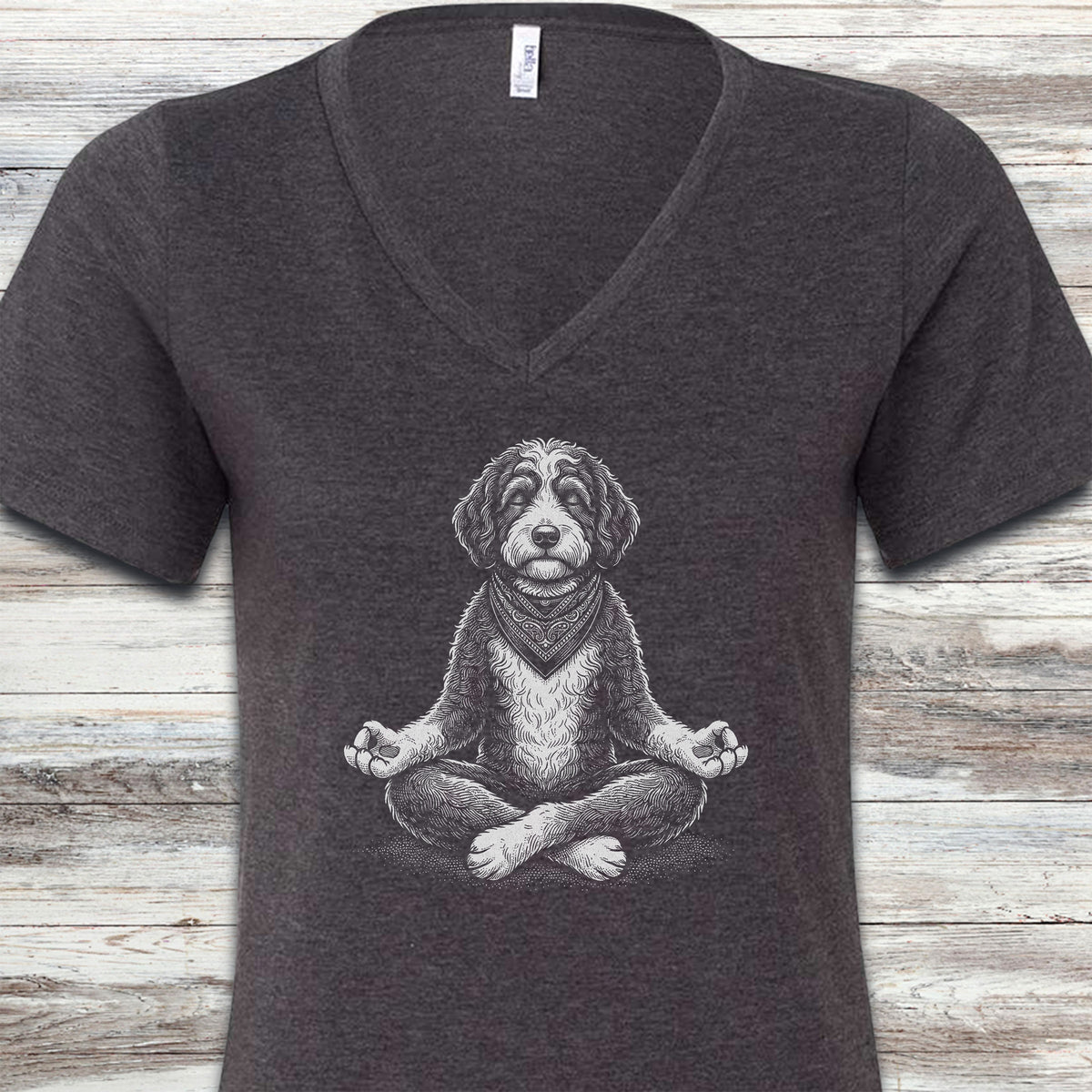 Bernedoodle Still Waters V-Neck Tee - Dark Grey Heather