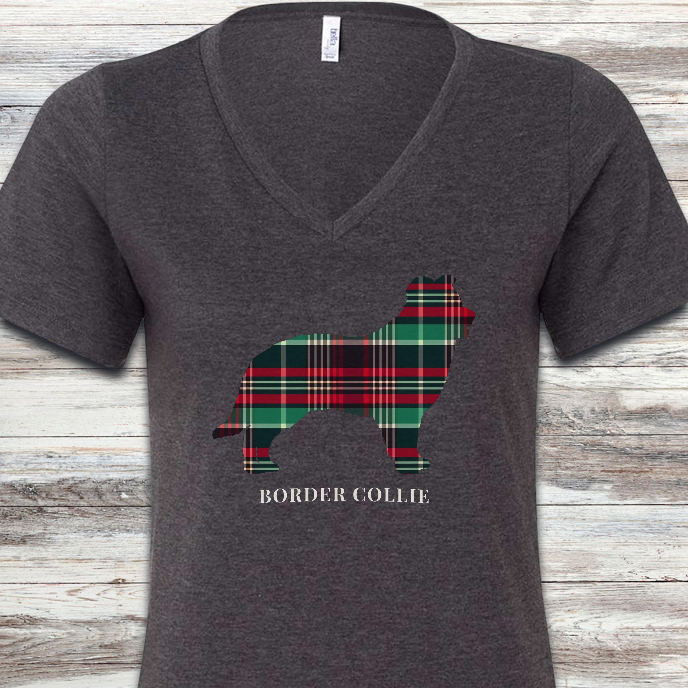 Border Collie Winter 2025 V-Neck Tee - Dark Grey Heather
