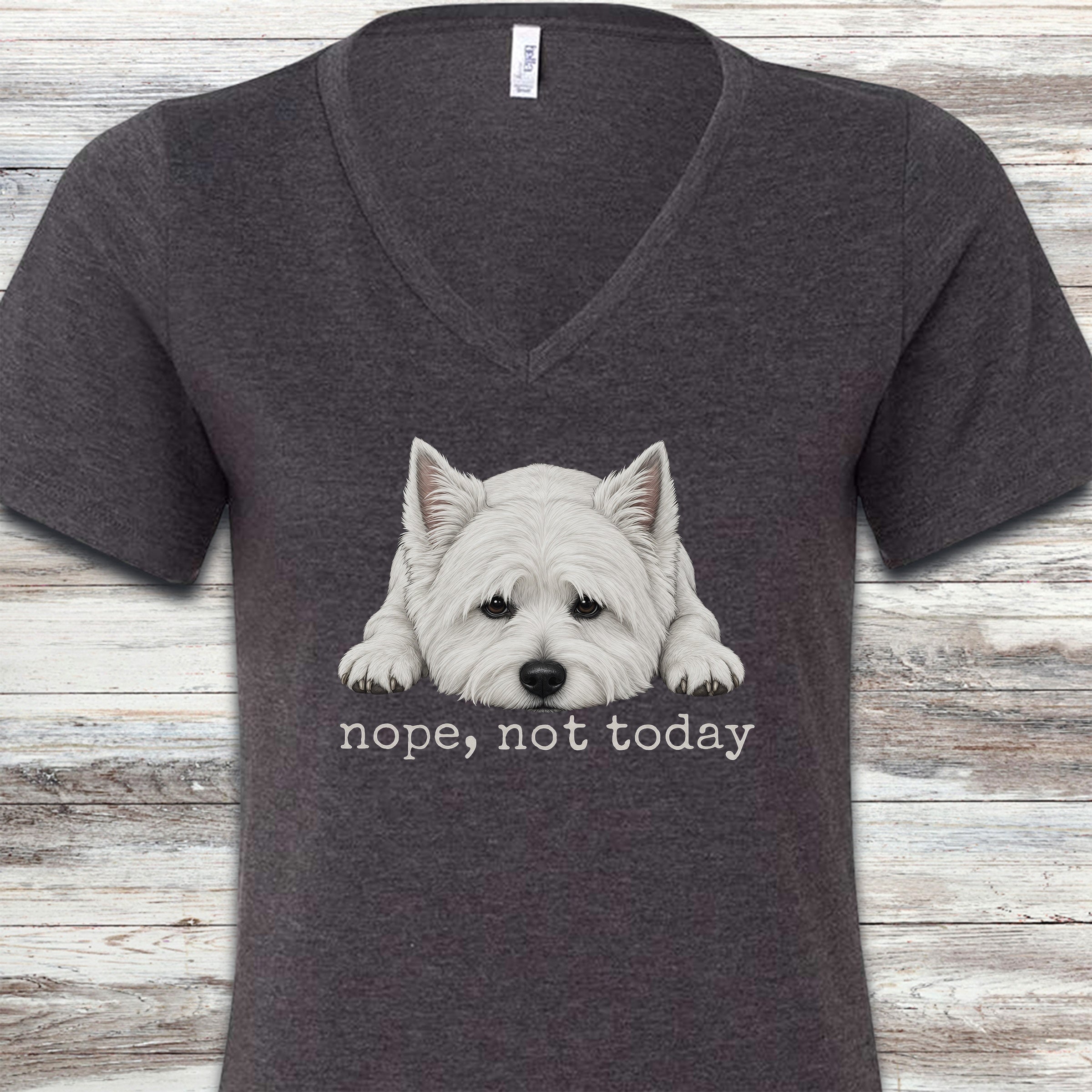 West Highland Nope V-Neck Tee - Dark Grey Heather