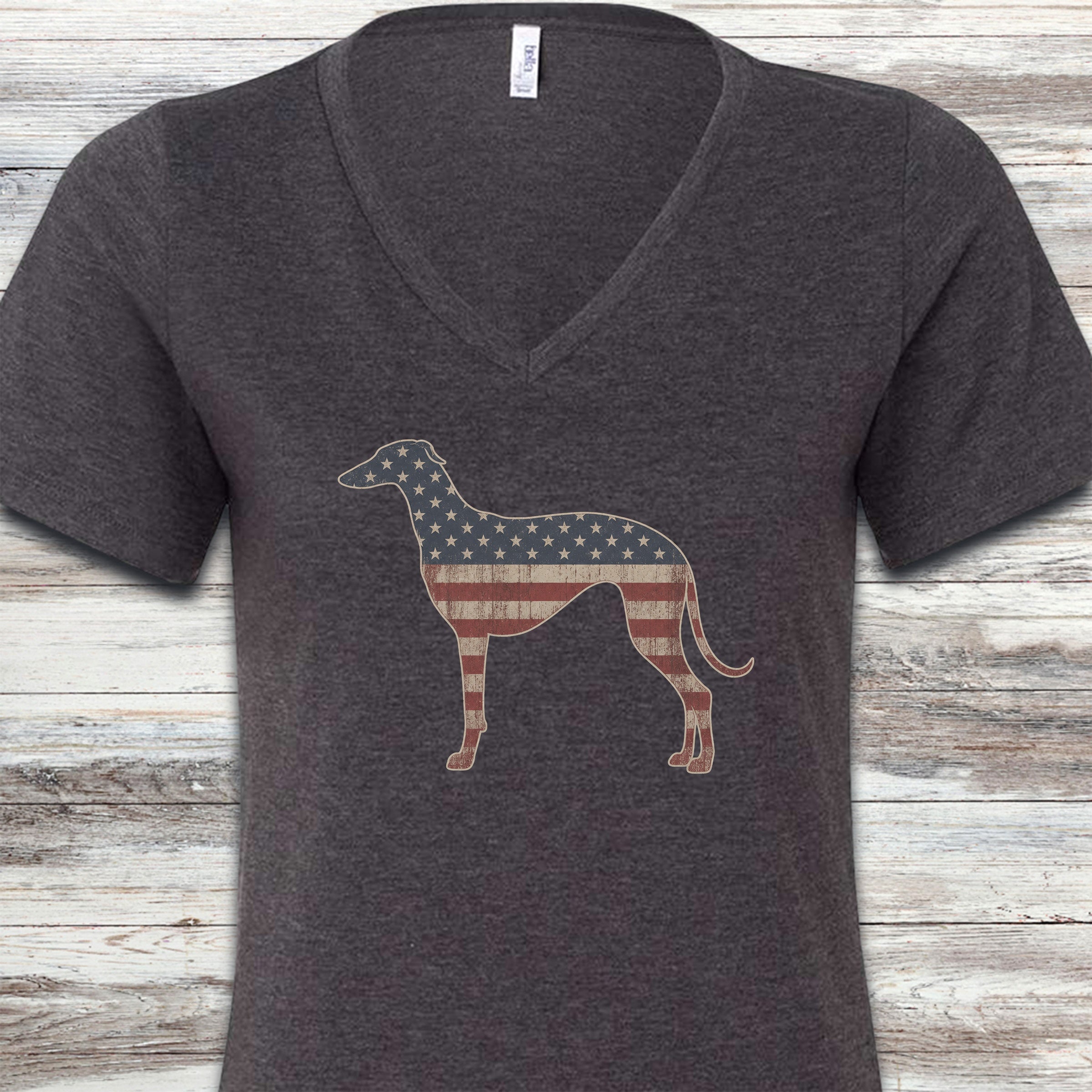Greyhound Vintage USA V-Neck Tee - Dark Grey Heather