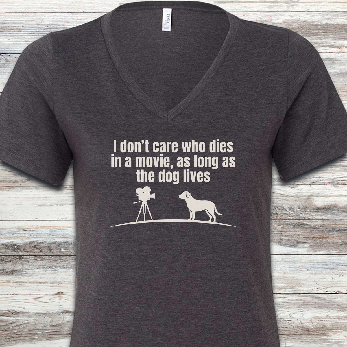 I Don't Care Who Dies V-Neck Tee - Dark Grey Heather