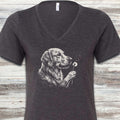 Golden Retriever Wishes V-Neck Tee - Dark Grey Heather