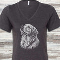 Golden Retriever Loyalty V-Neck Tee - Dark Grey Heather