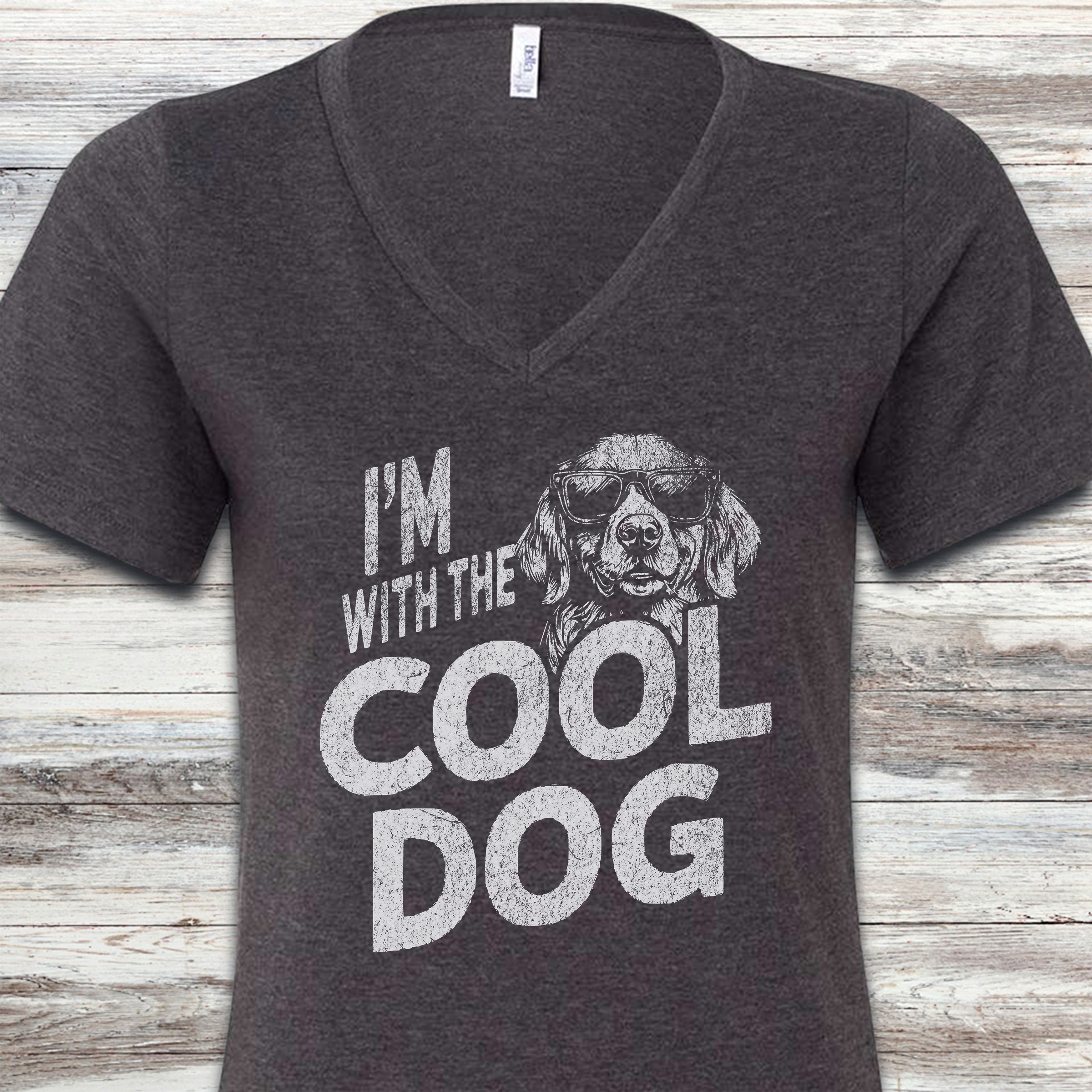 Golden Retriever Cool Dog V-Neck Tee - Dark Grey Heather
