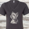 Yorkshire Terrier Loyalty V-Neck Tee - Dark Grey Heather
