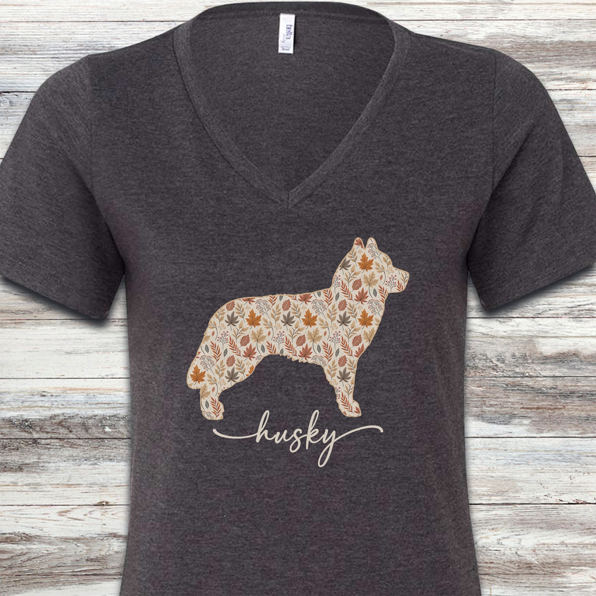 Husky Fall V-Neck Tee - Dark Grey Heather