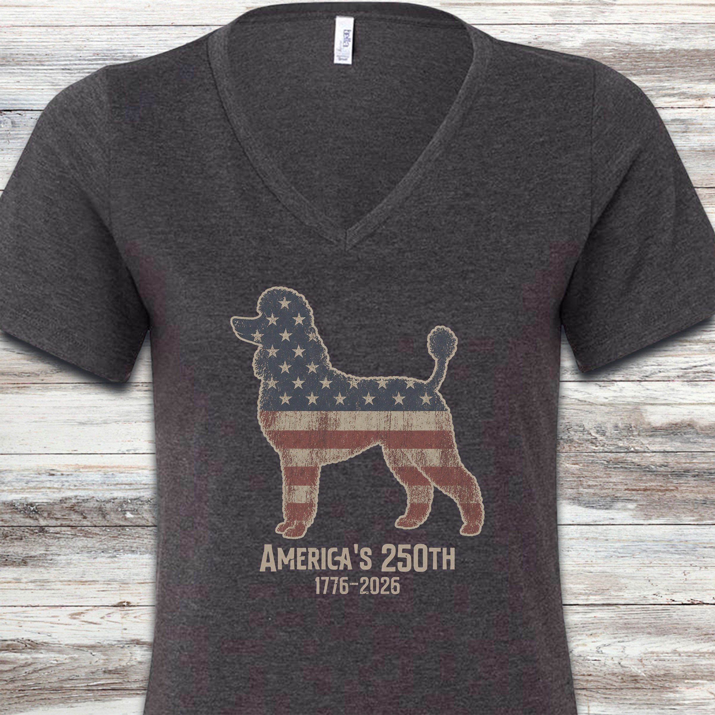 Poodle 250 V-Neck Tee - Dark Grey Heather