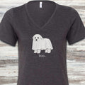 Bichon Frise Boo V-Neck Tee - Dark Grey Heather