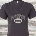 Australian Shepherd University Mom V-Neck Tee - Dark Grey Heather