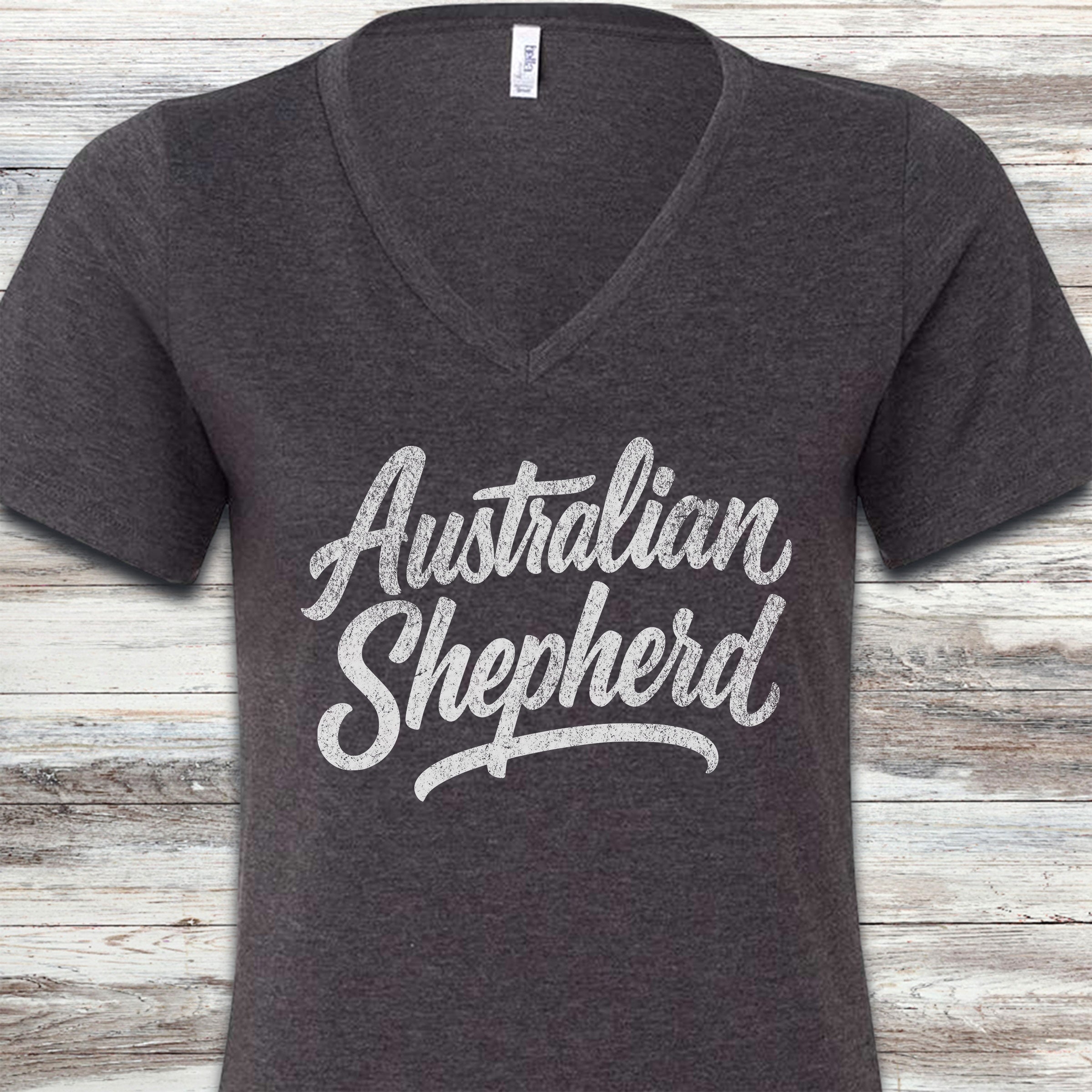 Australian Shepherd Team V-Neck Tee - Dark Grey Heather