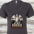 Australian Shepherd Adventure Crew V-Neck Tee - Dark Grey Heather