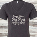 Paw Prints on Your Soul V-Neck Tee - Dark Grey Heather