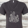 Doodle Cowgirl V-Neck Tee - Dark Grey Heather