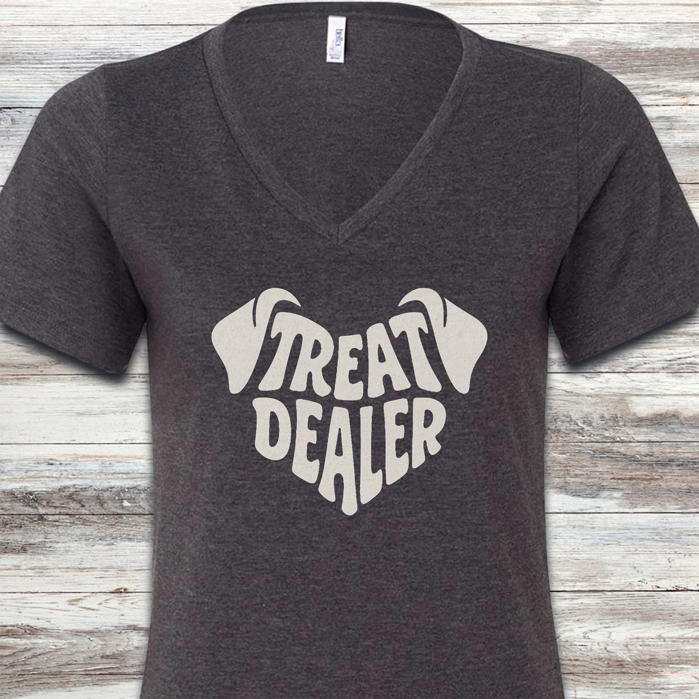 Treat Dealer Ears V-Neck Tee - Dark Grey Heather