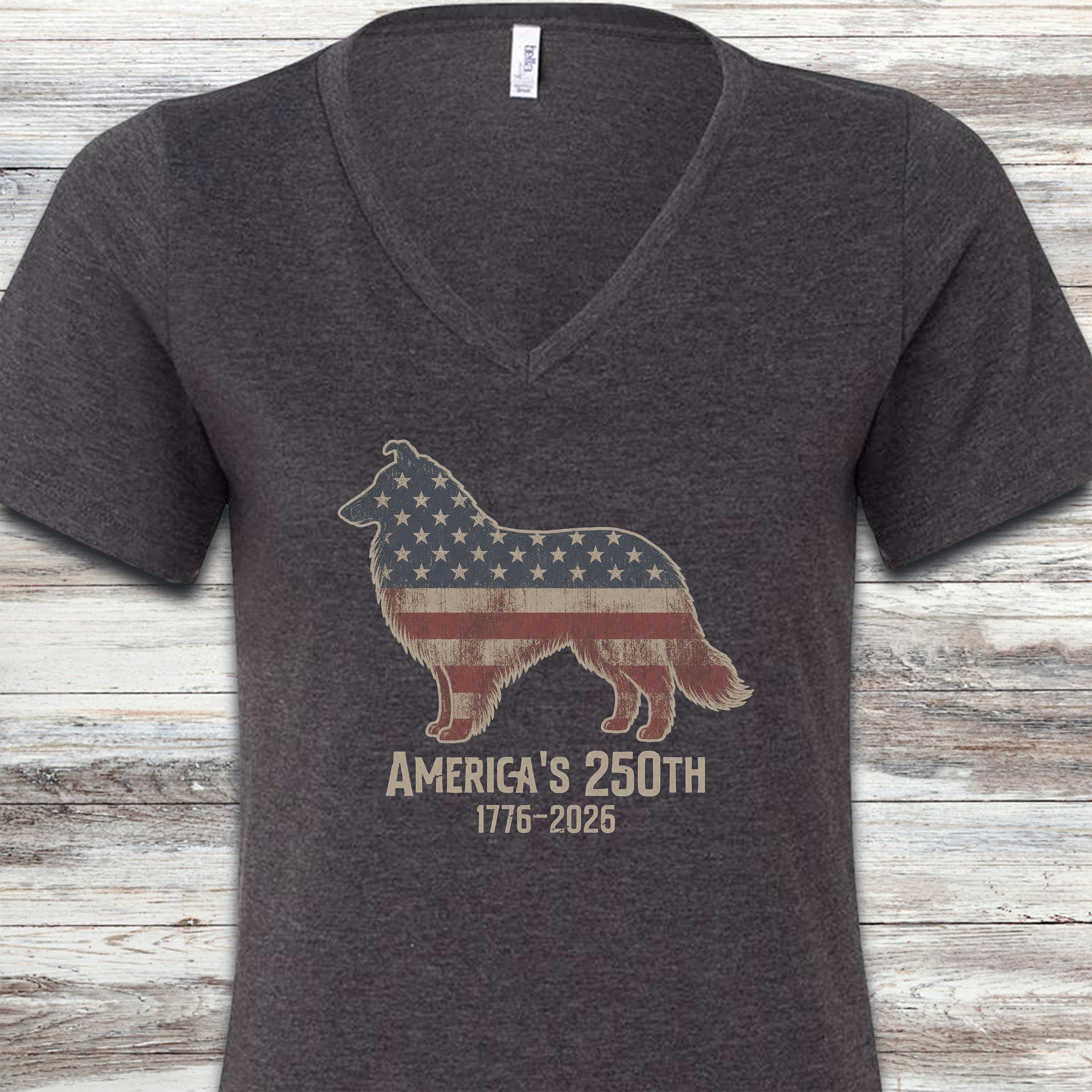 Rough Collie 250 V-Neck Tee - Dark Grey Heather