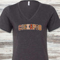 Cockapoo Fall Faux Patchwork V-Neck Tee - Dark Grey Heather