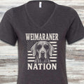 Weimaraner Nation V-Neck Tee - Dark Grey Heather