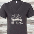 Australian Shepherd Black Tri Herd You V-Neck Tee - Dark Grey Heather
