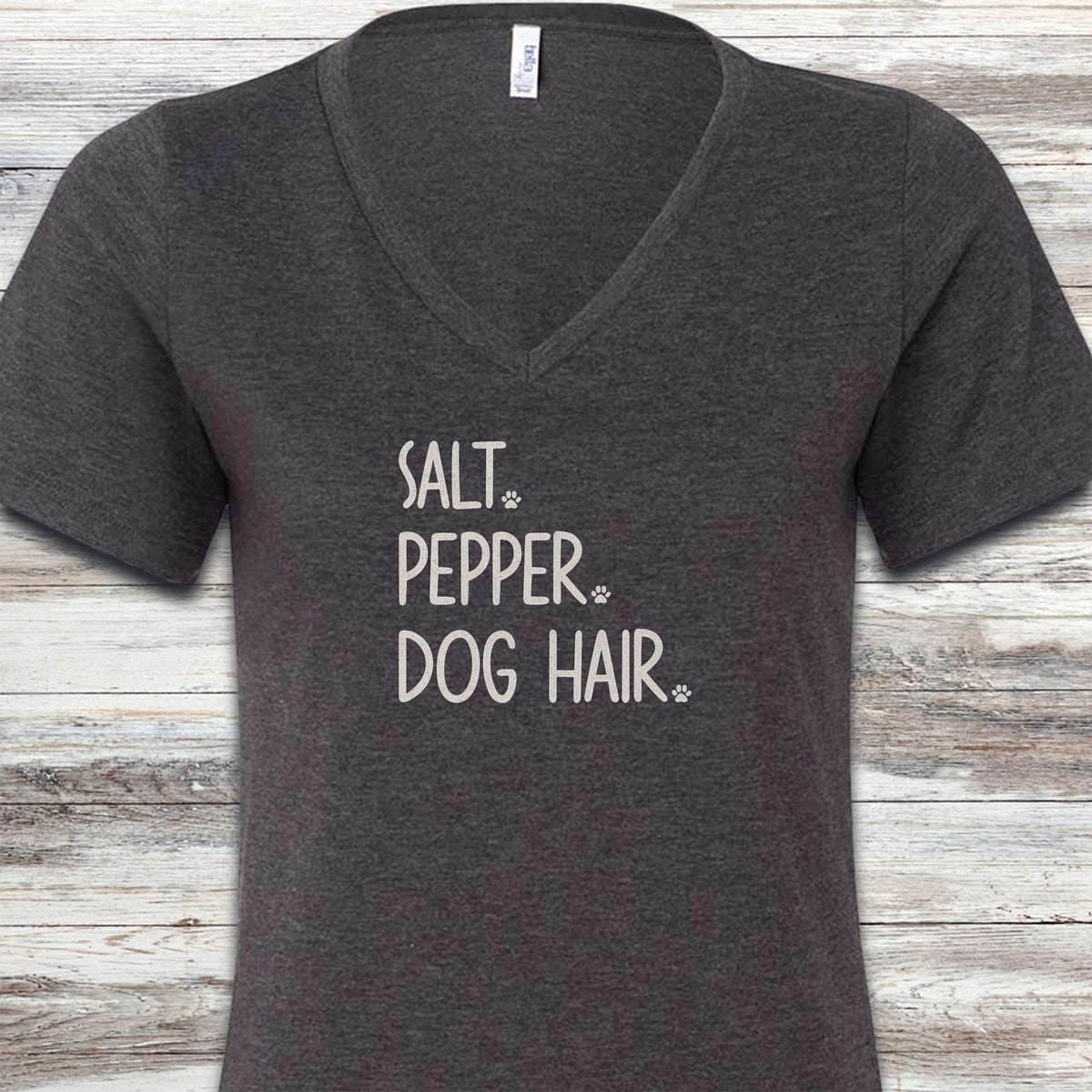Salt Pepper Dog Hair V-Neck Tee - Dark Grey Heather