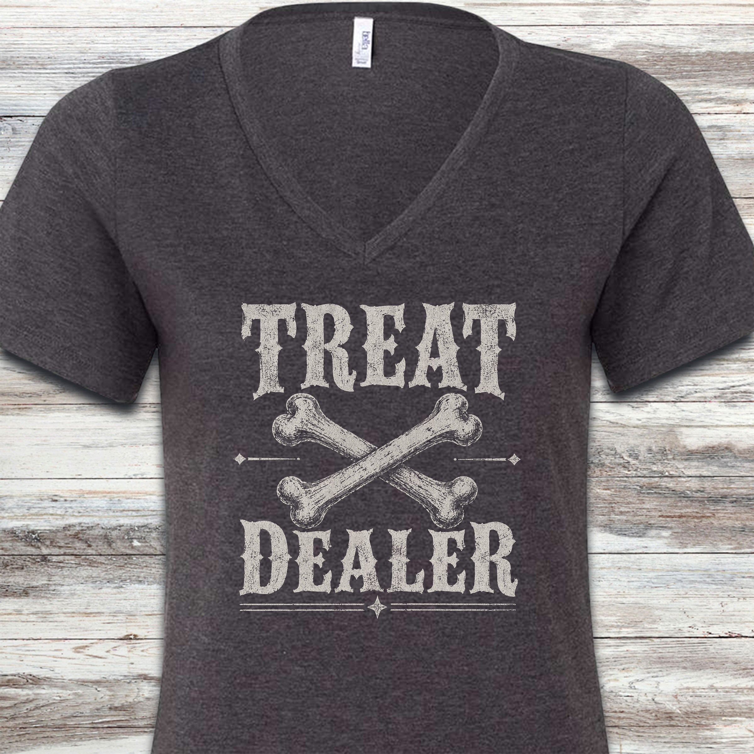 Western Treat Dealer V-Neck Tee - Dark Grey Heather