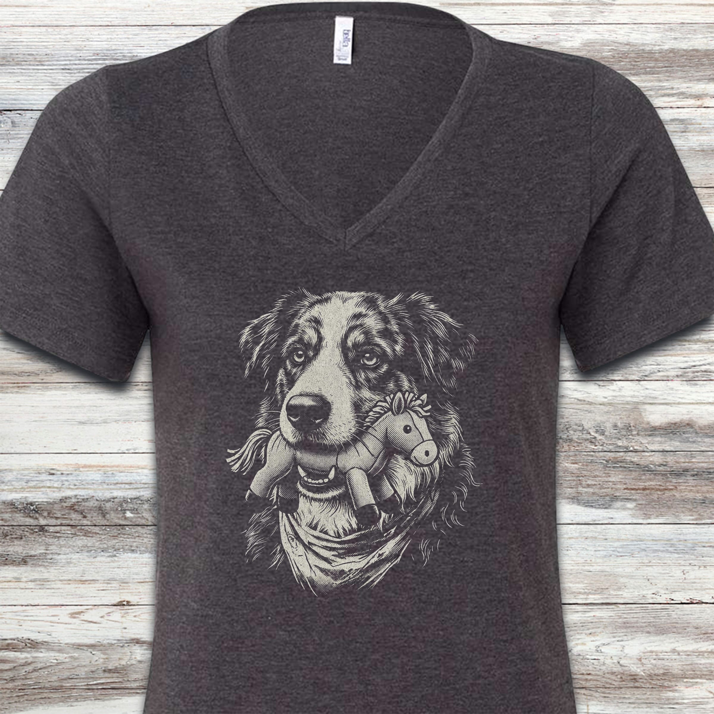 American Shepherd Favorite Toy V-Neck Tee - Dark Grey Heather
