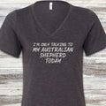 Australian Shepherd Talk V-Neck Tee - Dark Grey Heather