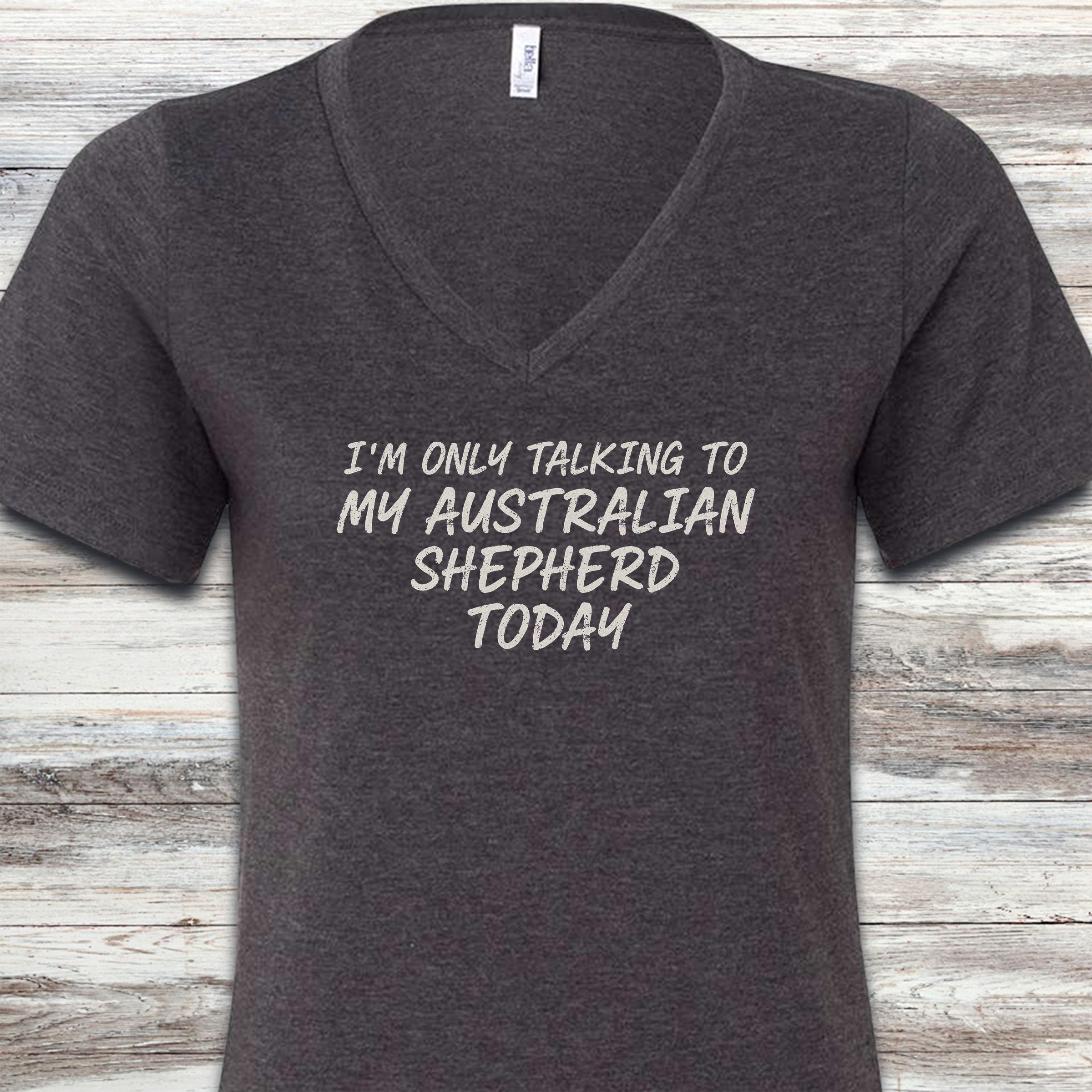 Australian Shepherd Talk V-Neck Tee - Dark Grey Heather