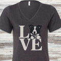 Border Collie Puppy Love V-Neck Tee - Dark Grey Heather