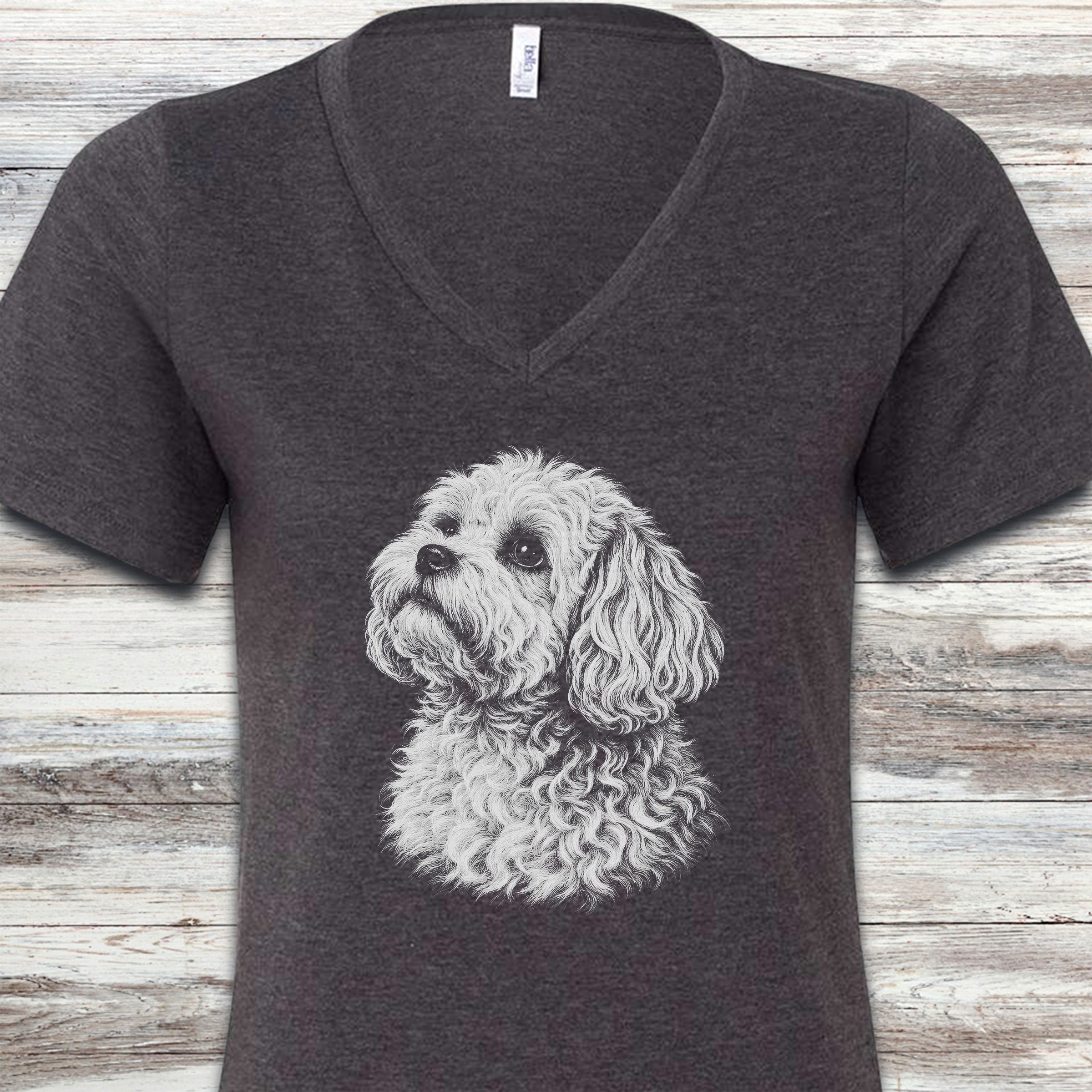 Maltipoo Loyalty V-Neck Tee - Dark Grey Heather