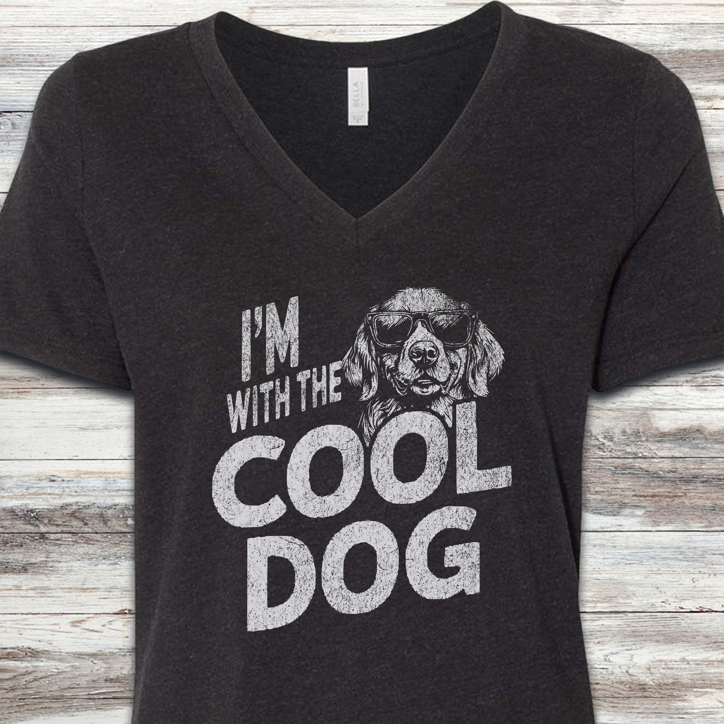 Golden Retriever Cool Dog V-Neck Tee - Black Heather