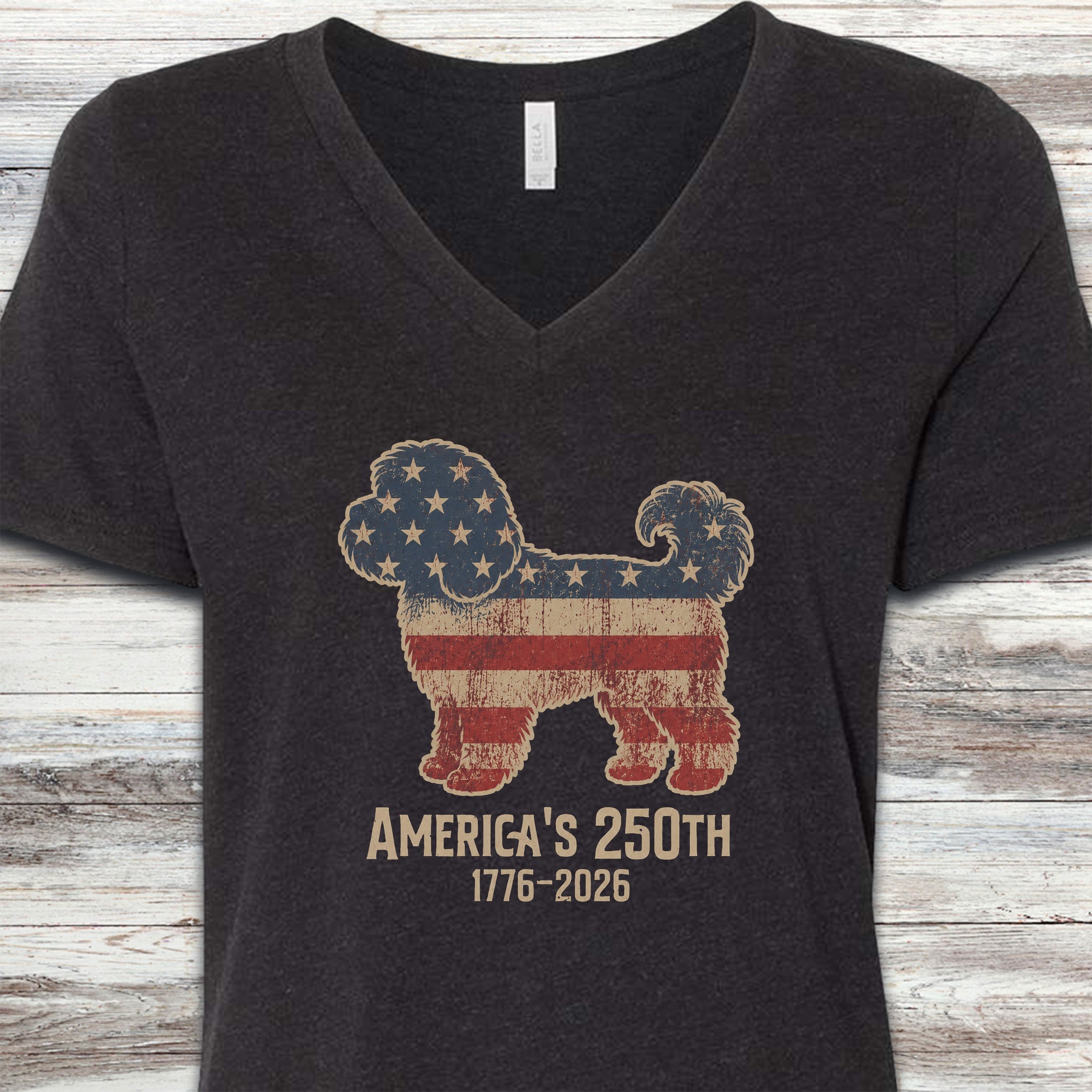 Cavapoo 250 V-Neck Tee - Black Heather