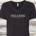 Dogs & Books Paw Prints V-Neck Tee - Black Heather