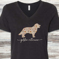 Golden Retriever Fall V-Neck Tee - Black Heather