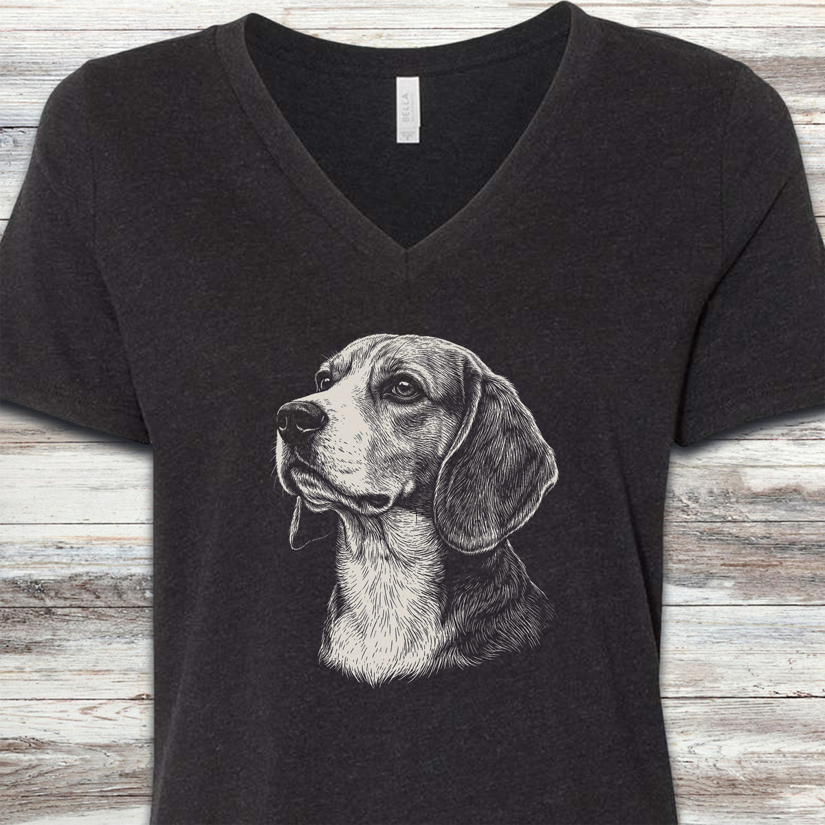 Beagle Loyalty V-Neck Tee - Black Heather
