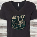 Border Collie Agility V-Neck Tee - Black Heather