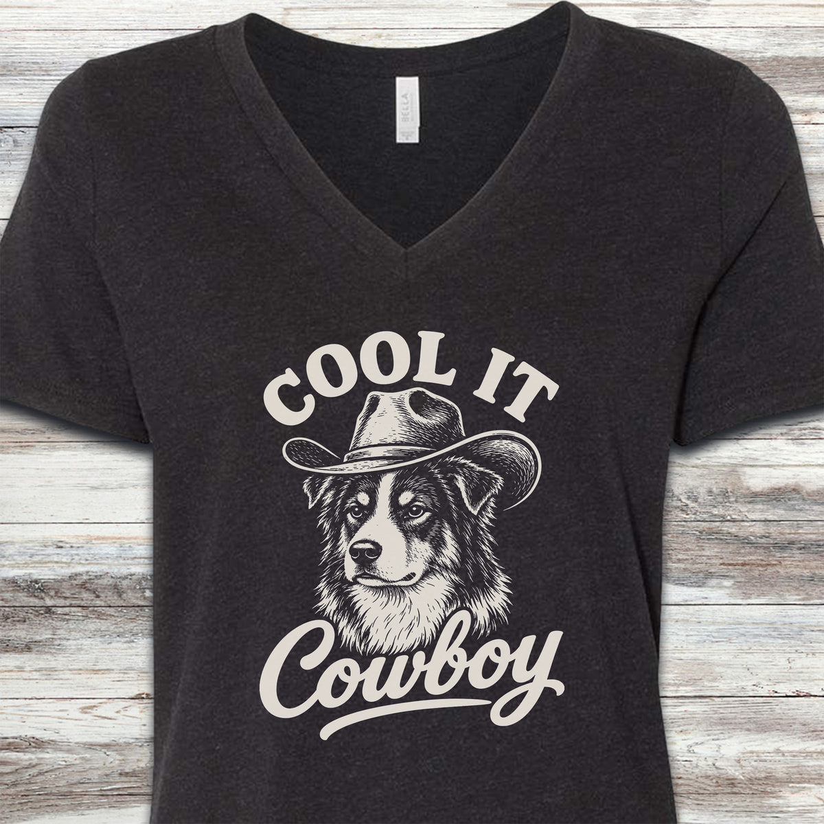 Australian Shepherd Black Tri Cool It V-Neck Tee - Black Heather