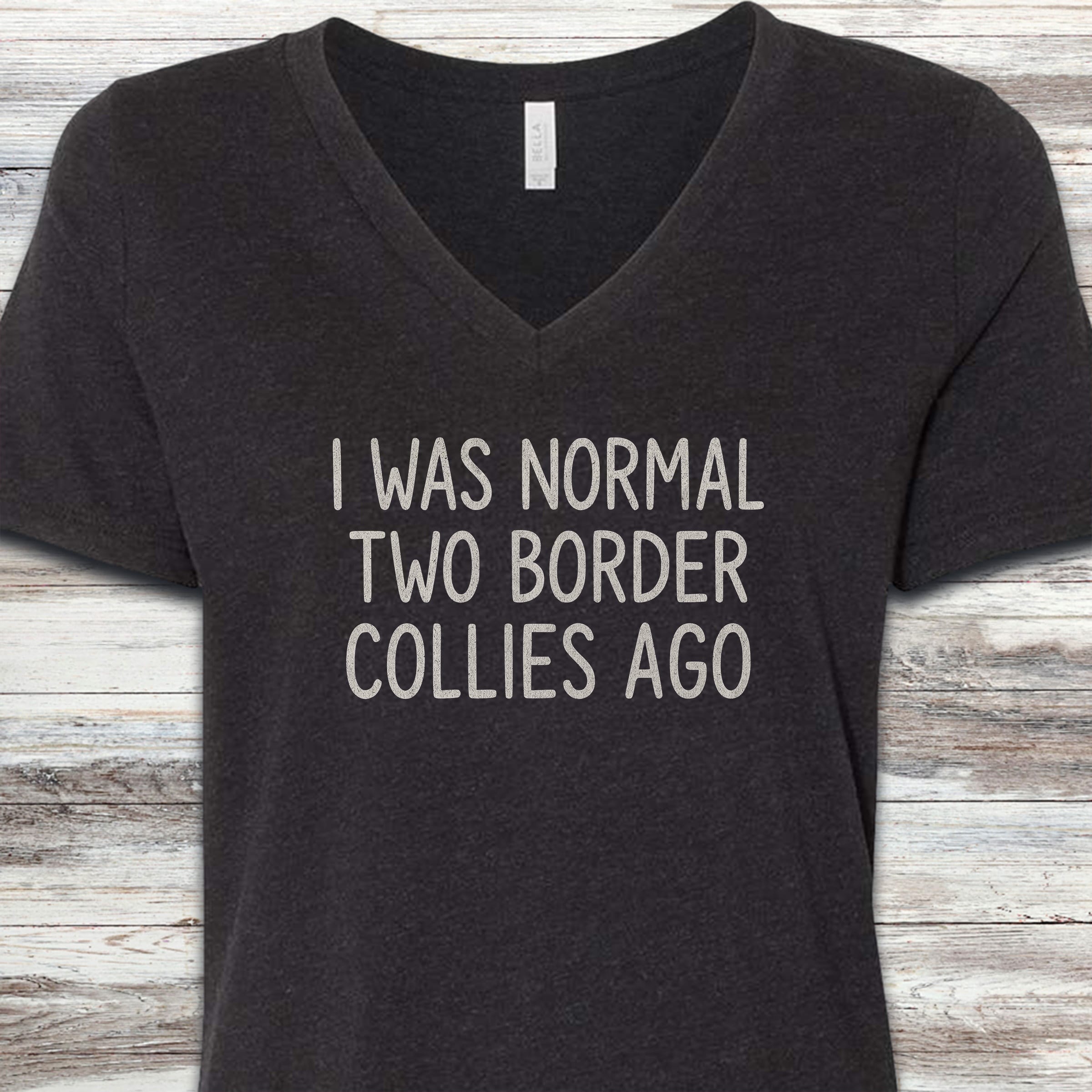 Border Collie Normal V-Neck Tee - Black Heather