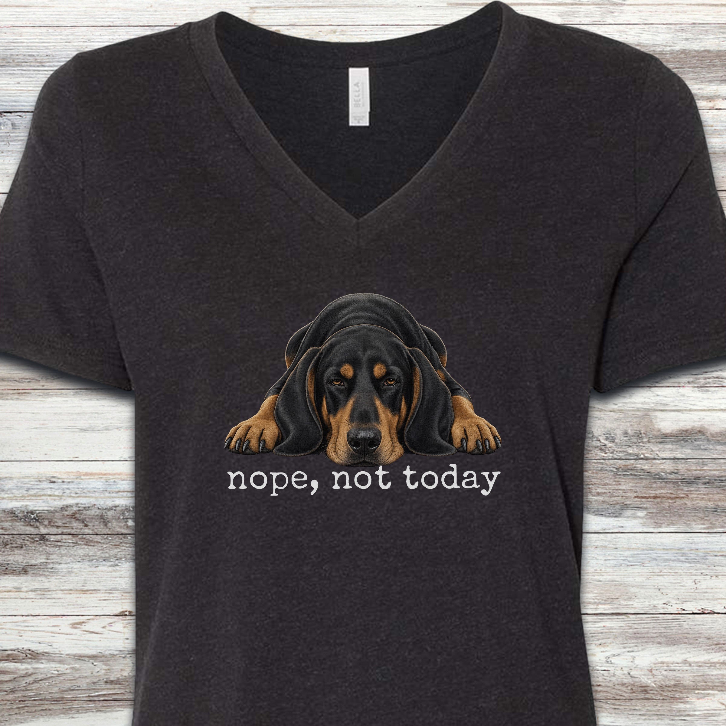 Coonhound Nope V-Neck Tee - Black Heather